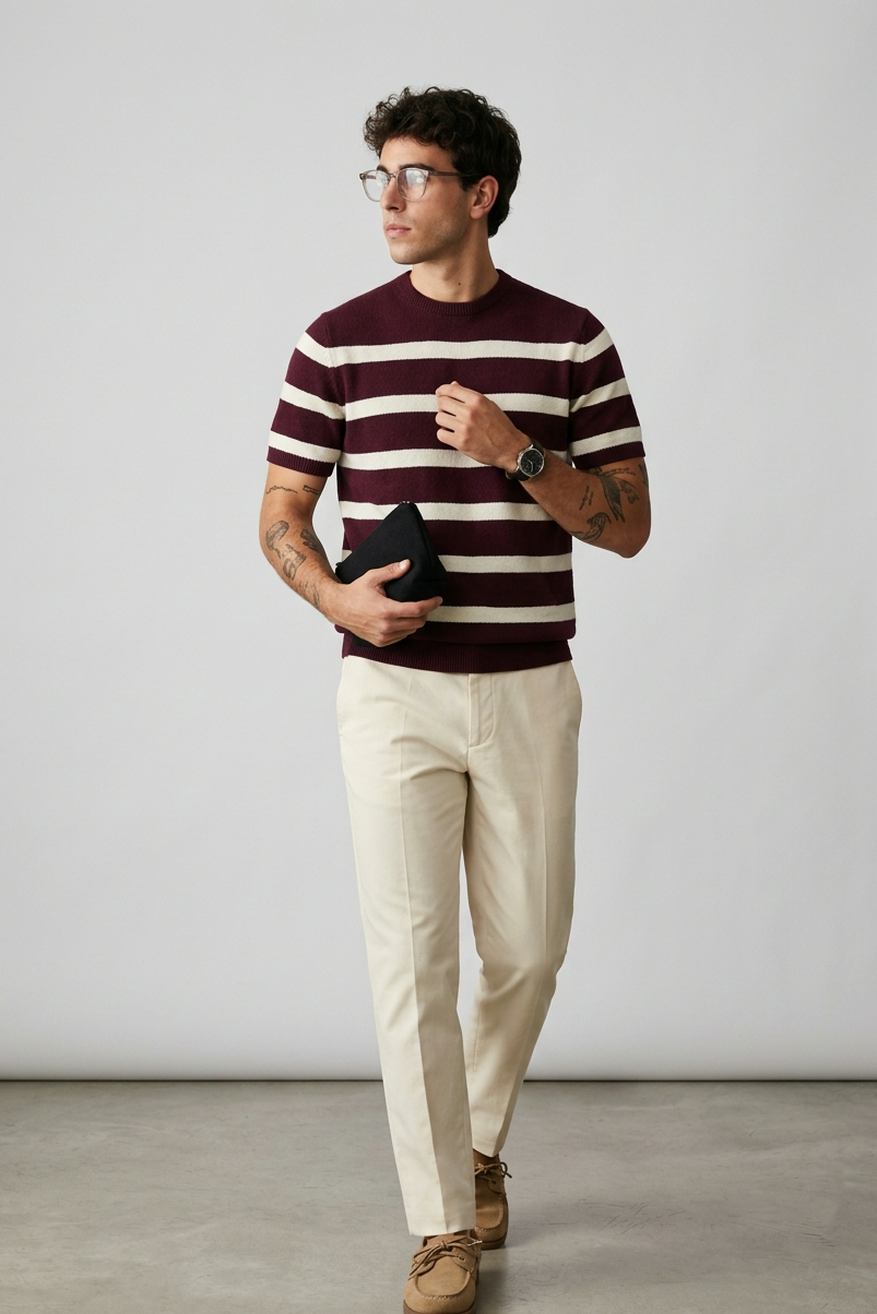 Knitted Striped T‑Shirt