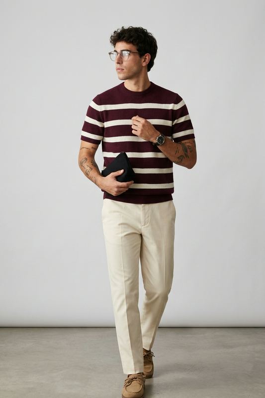 Knitted Striped T‑Shirt