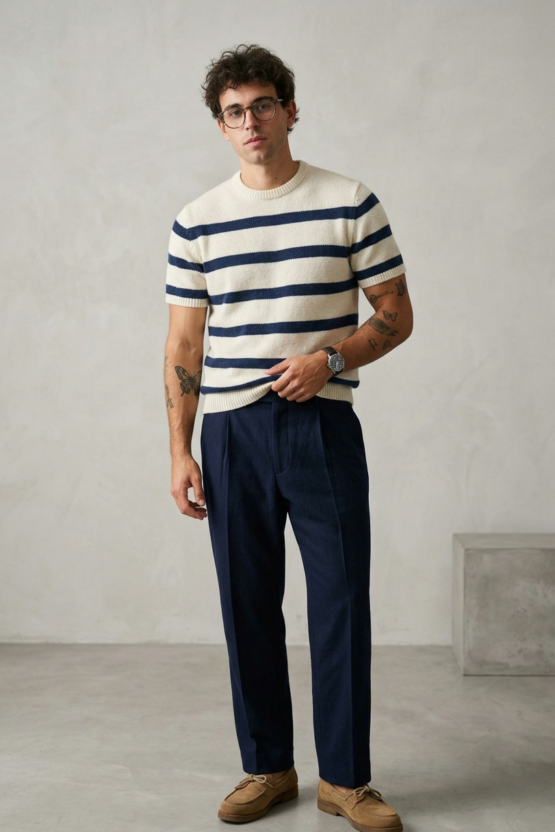 Knitted Striped T‑Shirt