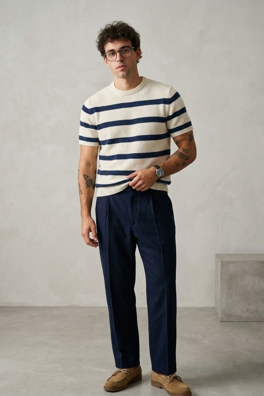 Knitted Striped T‑Shirt