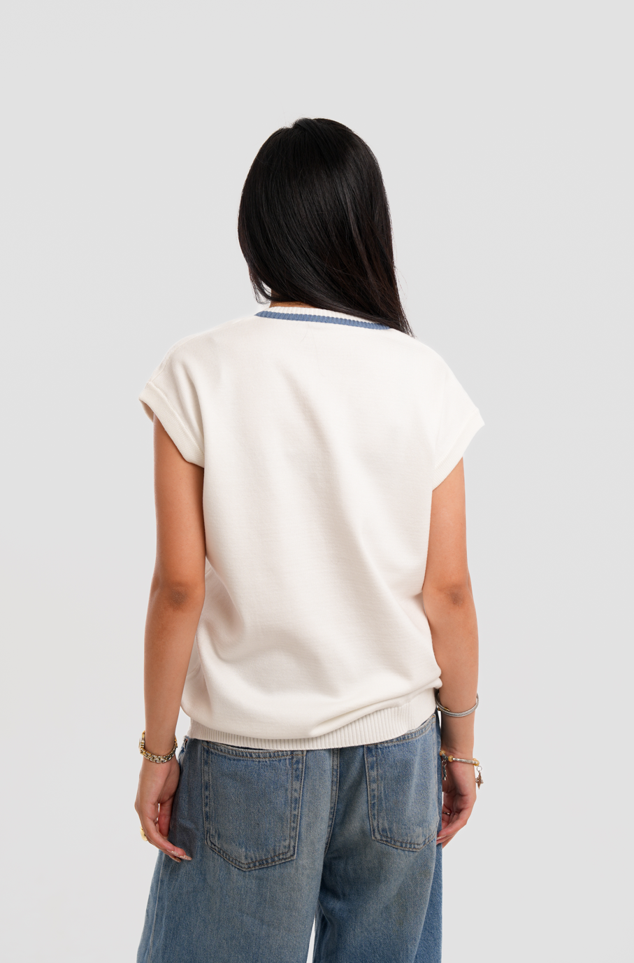 White/Blue vest