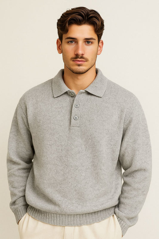 Men knitted polo sweater