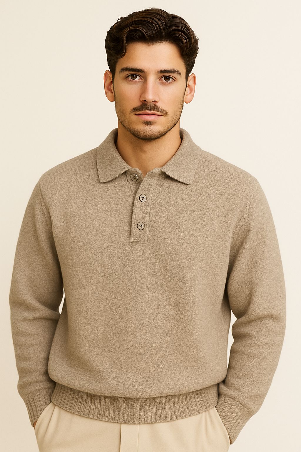 Men knitted polo sweater