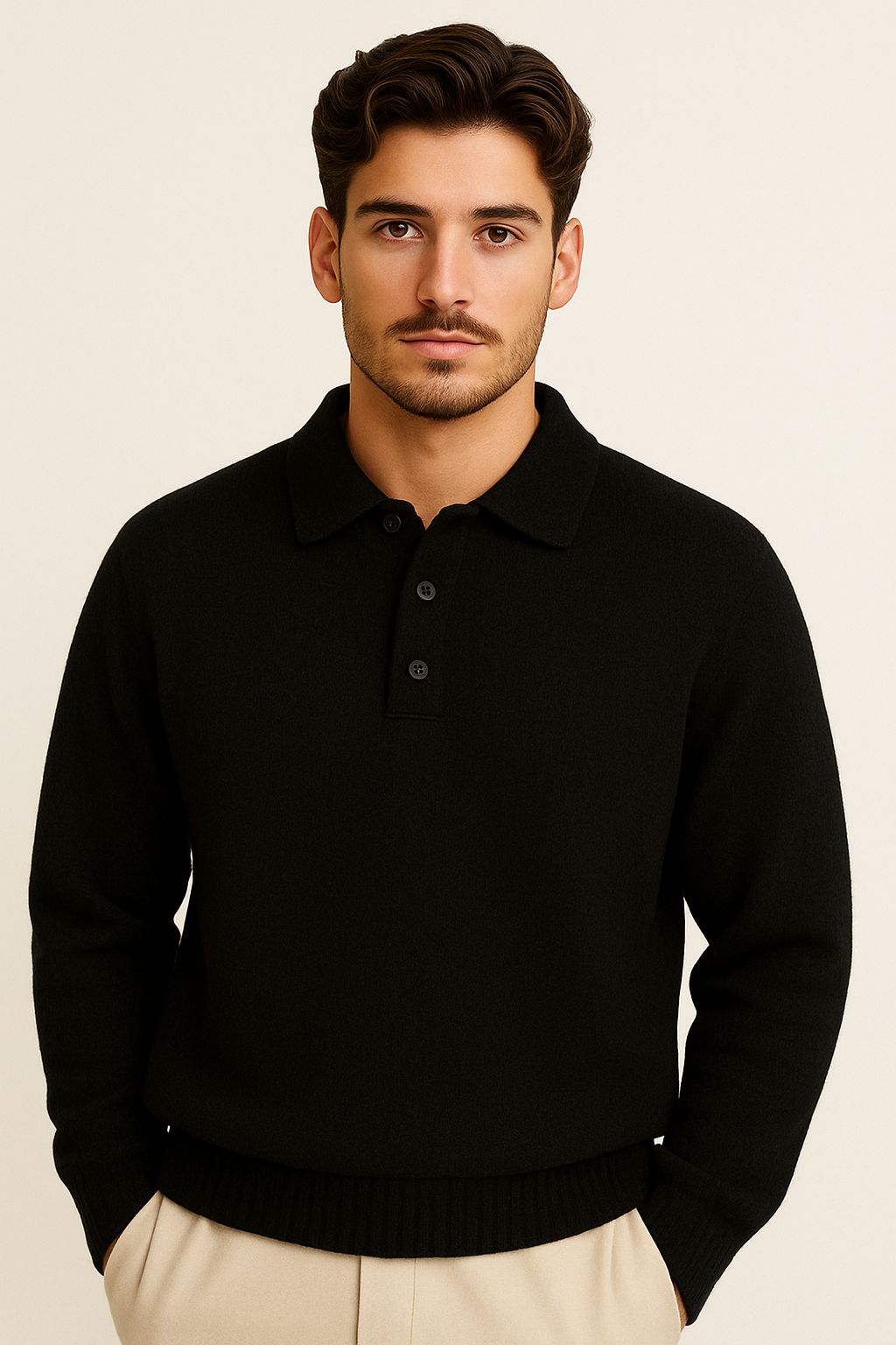 Men knitted polo sweater